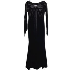 Giking Black Velvet Feel Dress Goth Style Maxi Dress Size Small